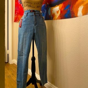 Ankle cut light denim pants size 11 red bottoms